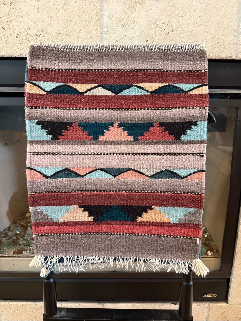 Vintage Southwestern Hand Woven Wool Table Runner Rug 16